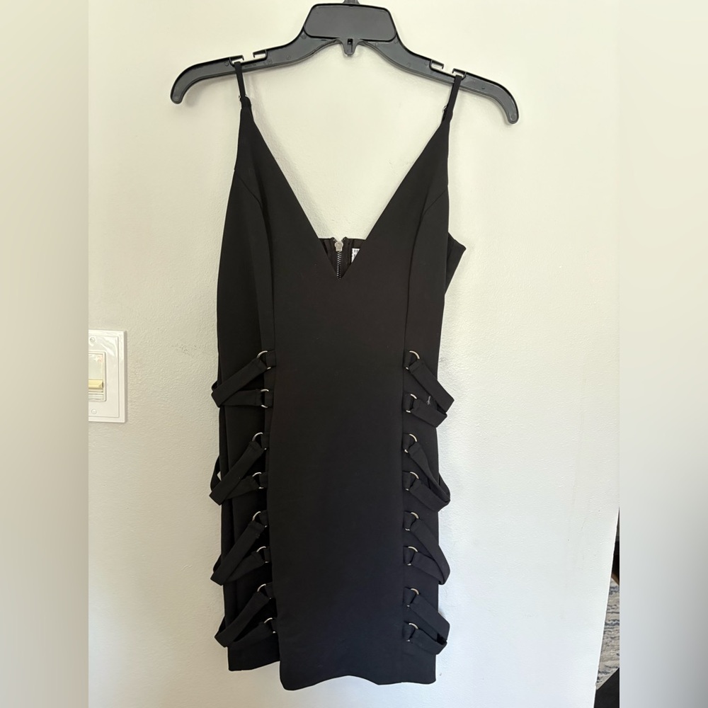 Luvalot black bodycon dress silver accents  6